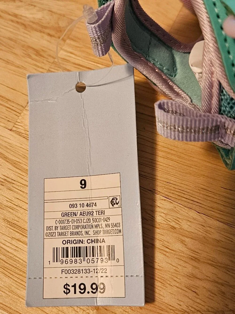 NWT Cat & Jack Girls Kids 9 Purple & Teal Velcro Closed Toe Sandals